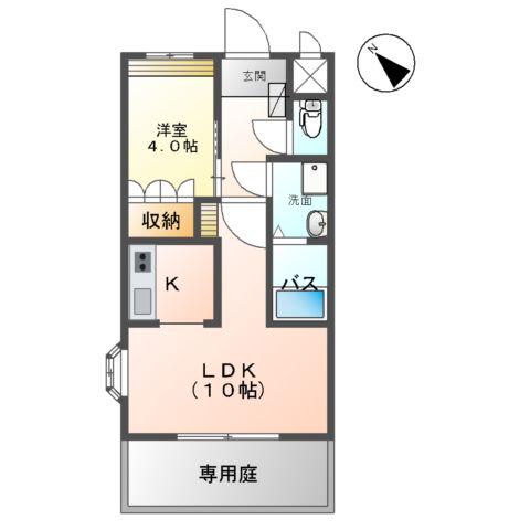 アイリスMAKISE(1LDK/1階)の間取り写真
