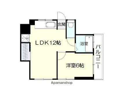 坂元ビル(1LDK/3階)の間取り写真