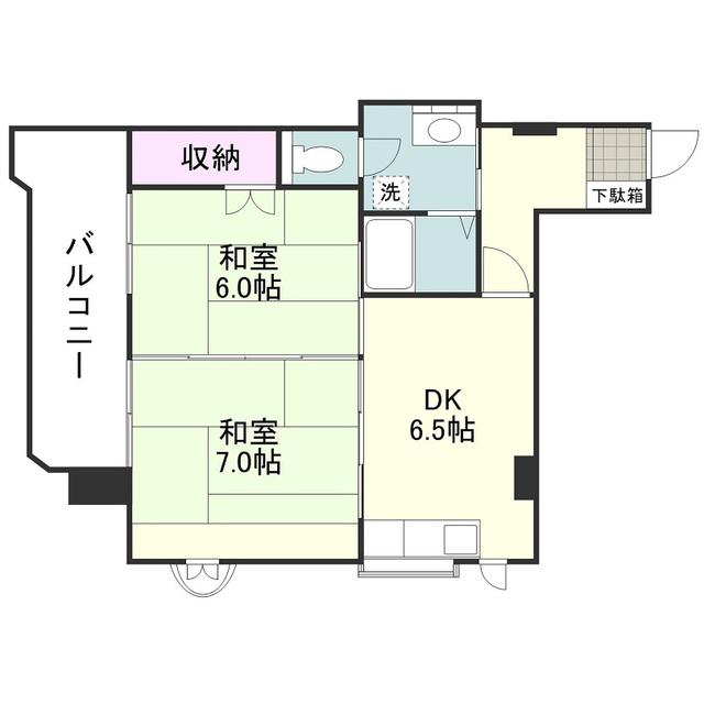 ビクトワール鹿児島(2DK/4階)の間取り写真