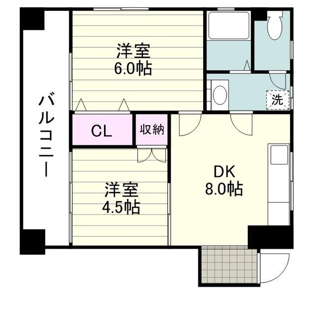 虎頭マンション(2DK/3階)の間取り写真