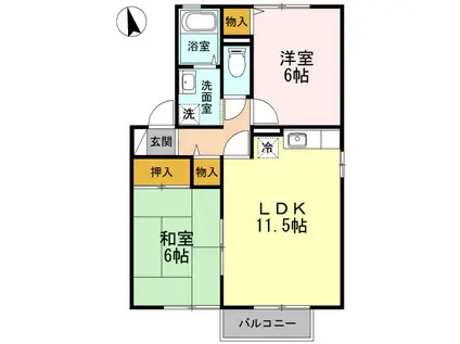 セジュール内山田(2LDK/2階)の間取り写真