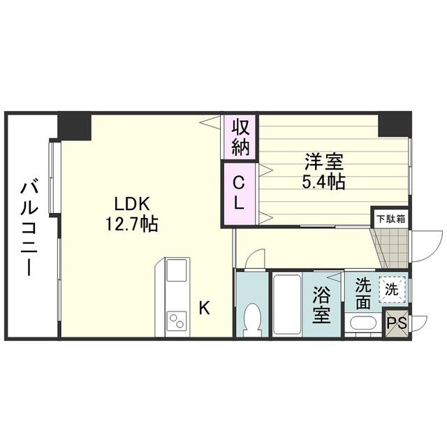 グリュッケン・ハム(1LDK/4階)の間取り写真