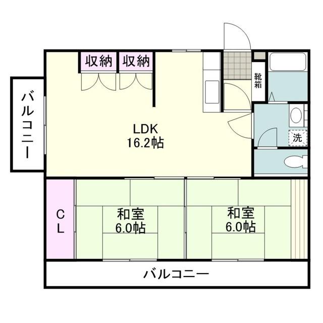 森園ビル(2LDK/2階)の間取り写真