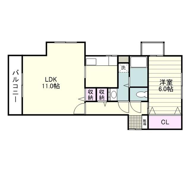 AQUAⅡ(1LDK/2階)の間取り写真