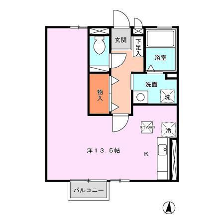 サニーブレイスYOMOA棟(ワンルーム/1階)の間取り写真