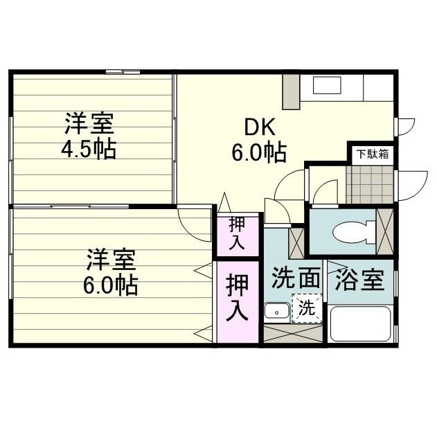 リリエンベルグ(2DK/1階)の間取り写真