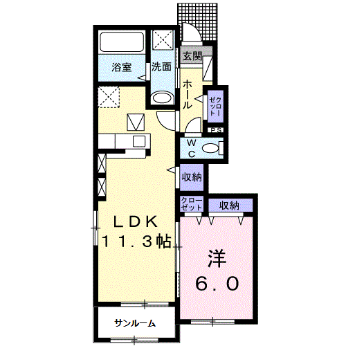 ソレアード(1LDK/1階)の間取り写真