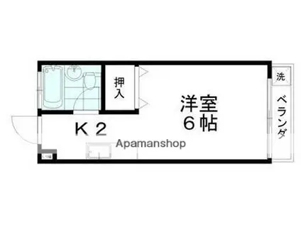 コーポラス笹貫A棟(ワンルーム/2階)の間取り写真