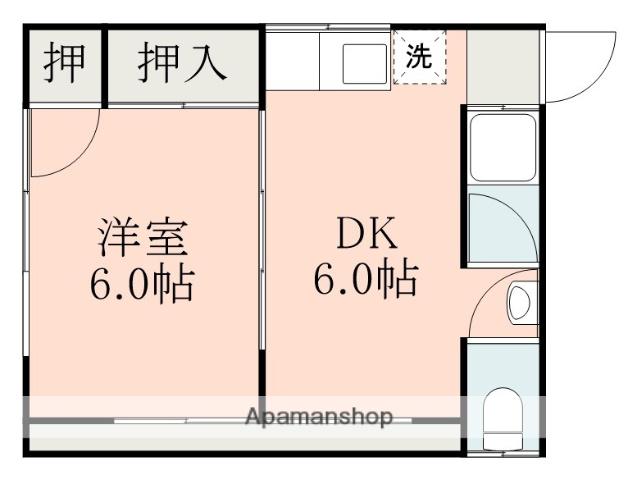 倉山アパート(1DK/2階)の間取り写真