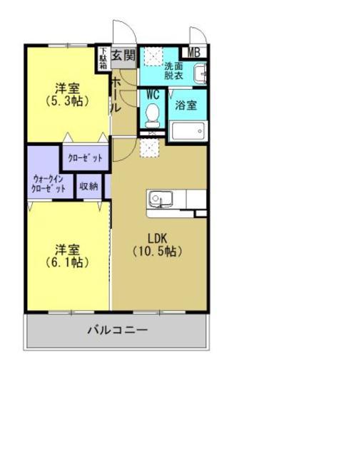 アレーズ姶良(2LDK/1階)の間取り写真
