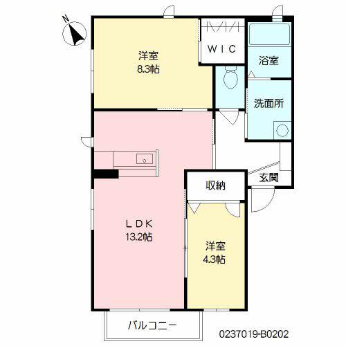 シャーメゾンDーSKY Ⅱ棟(2LDK/2階)の間取り写真