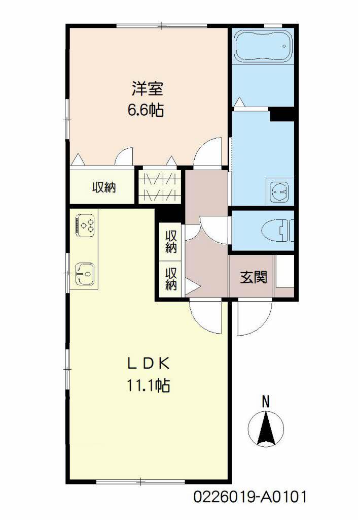 シャーメゾン札元 A棟(1LDK/1階)の間取り写真