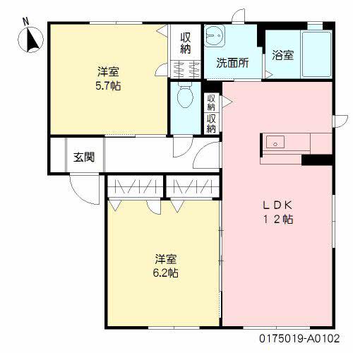 サンセール Ⅰ棟(2LDK/1階)の間取り写真