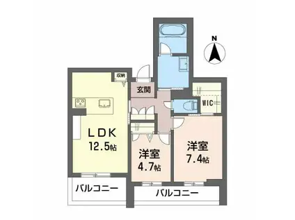 シャーメゾン大龍A棟(2LDK/2階)の間取り写真