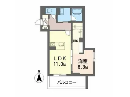シャーメゾン大龍B棟(1LDK/3階)の間取り写真