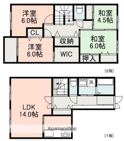 鹿児島市唐湊線 鹿児島駅前駅 徒歩3分 2階建 築25年(4LDK)の間取り写真