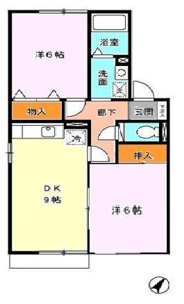 セジュールカルチェ(2DK/1階)の間取り写真