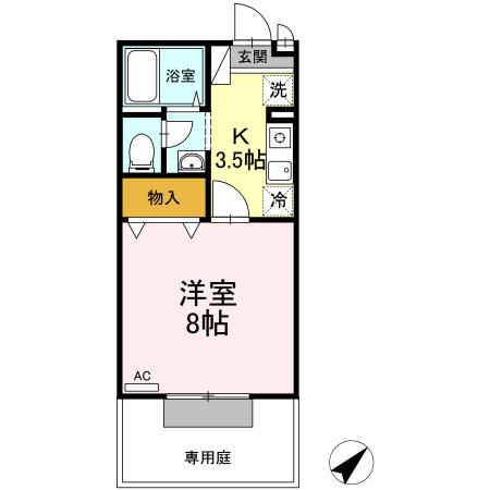 セジュールシャンス(1K/1階)の間取り写真