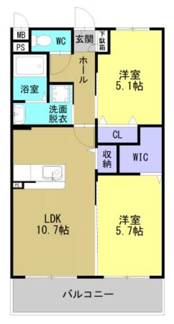 レリアテラス川内南(2LDK/3階)の間取り写真