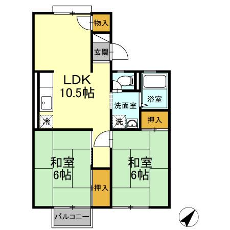 パークハウス(3DK/2階)の間取り写真