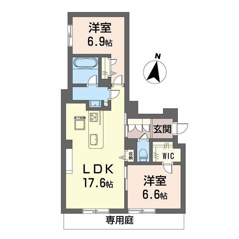シャーメゾン春日(2LDK/1階)の間取り写真