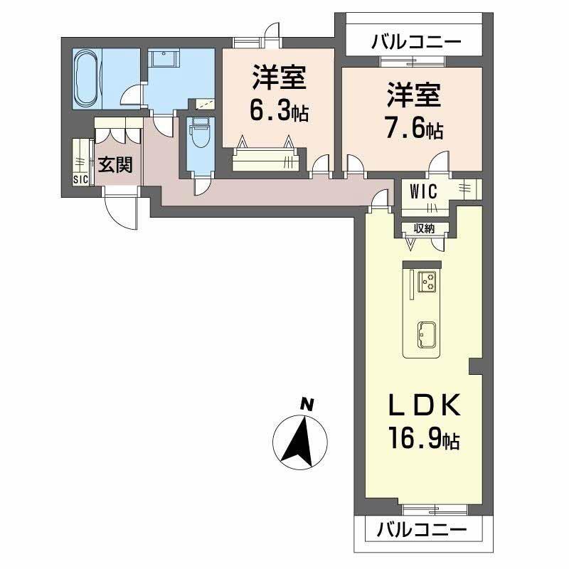 シャーメゾン春日(2LDK/3階)の間取り写真