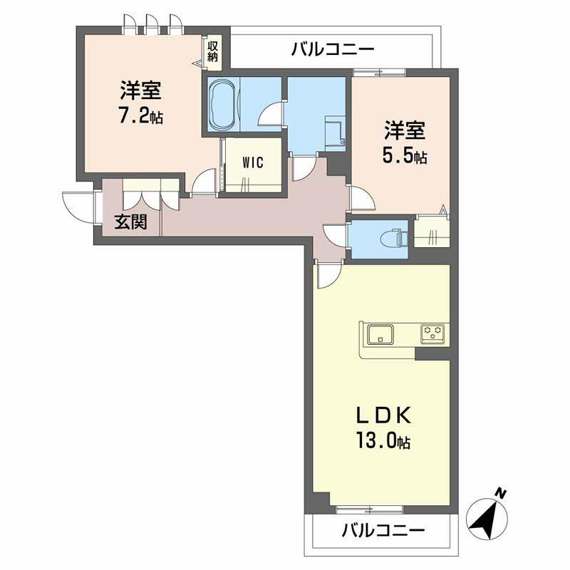 シャーメゾン ブロート(2LDK/2階)の間取り写真
