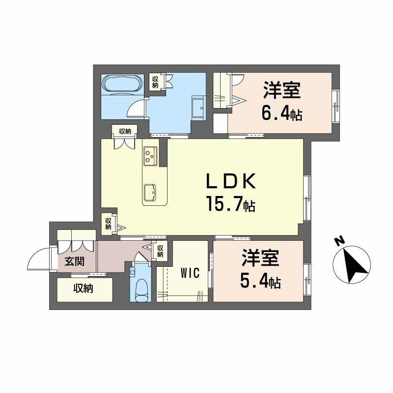 WITHPLUS天保山公園(2LDK/1階)の間取り写真