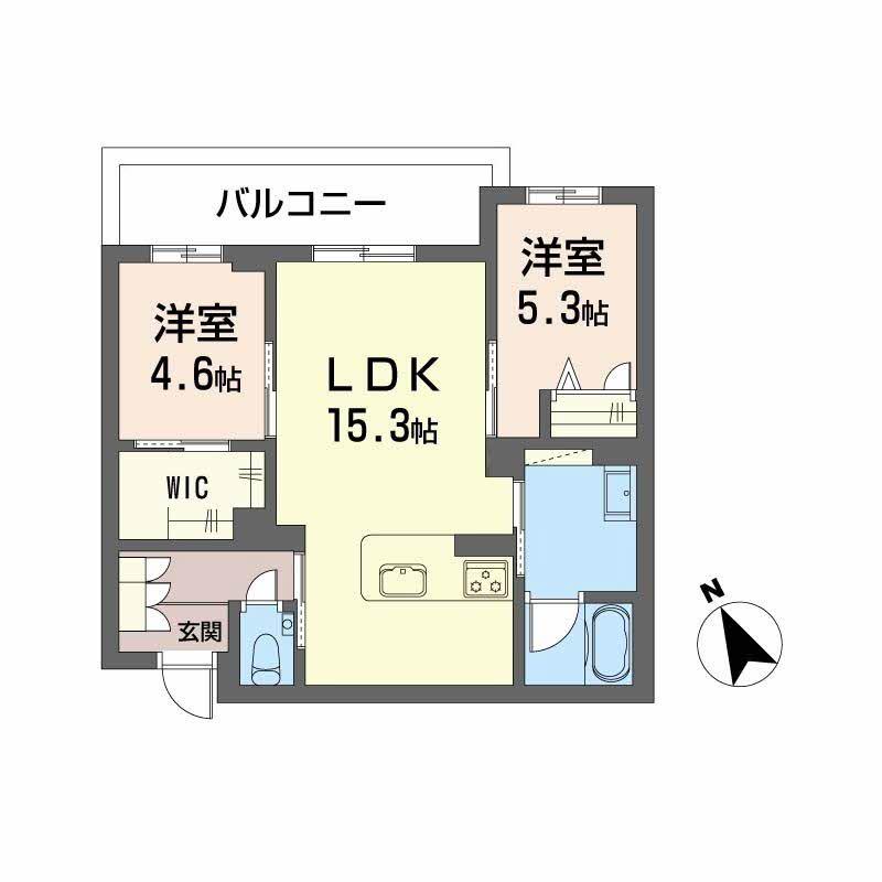 WITHPLUS天保山公園(2LDK/3階)の間取り写真