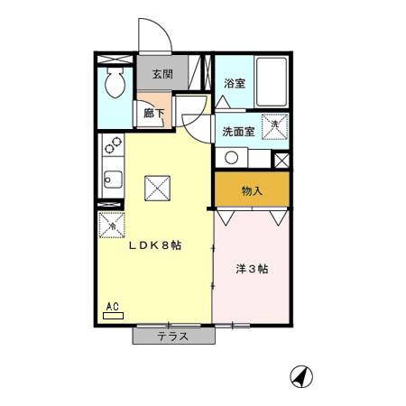 モナリエビューティー(1LDK/1階)の間取り写真