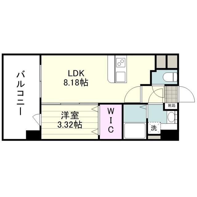 リアンシエルブルー高麗(1LDK/8階)の間取り写真