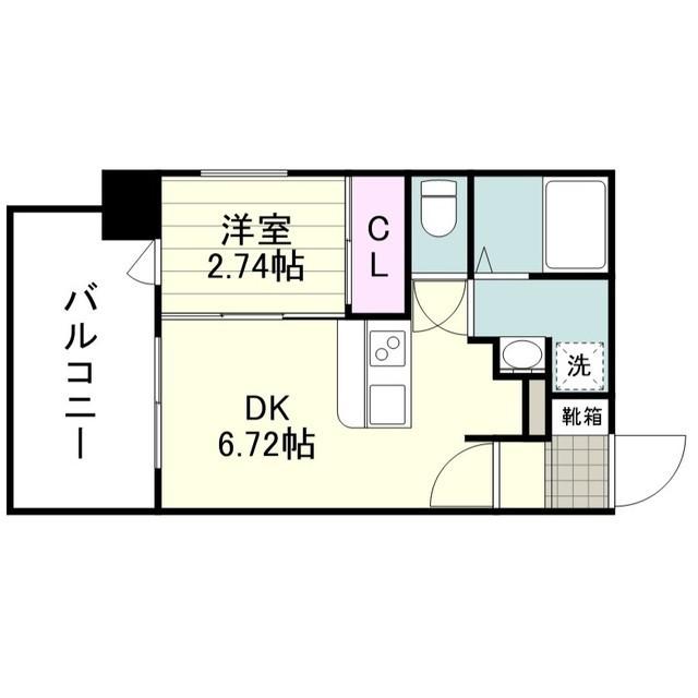 リアンシエルブルー高麗(1DK/7階)の間取り写真