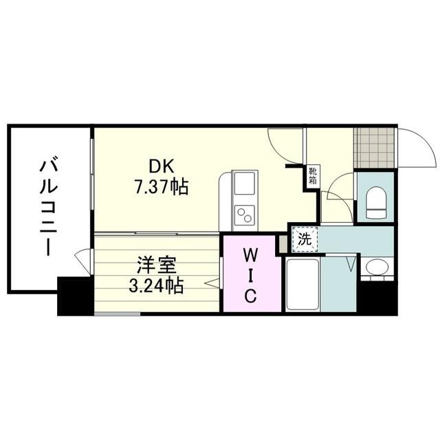 リアンシエルブルー高麗(1DK/9階)の間取り写真
