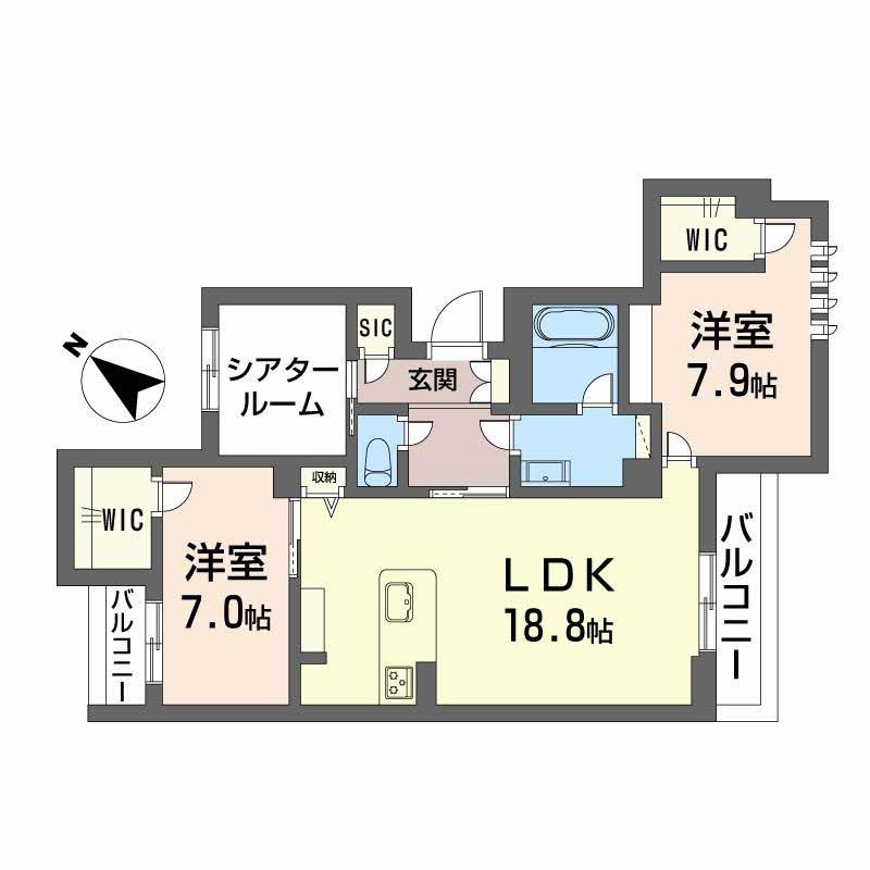 シャーメゾンプレミア鹿児島駅前(2SLDK/3階)の間取り写真