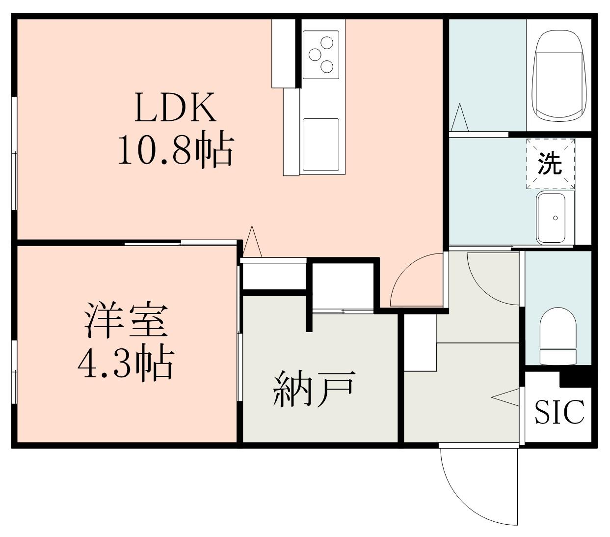 フォルトゥーナⅡ(1LDK/1階)の間取り写真