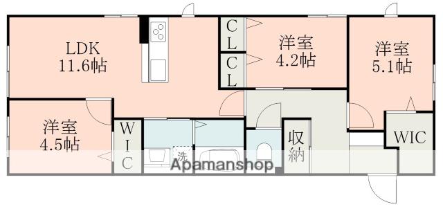 日豊本線 国分駅(鹿児島) 徒歩7分 2階建 築1年(3LDK/1階)の間取り写真