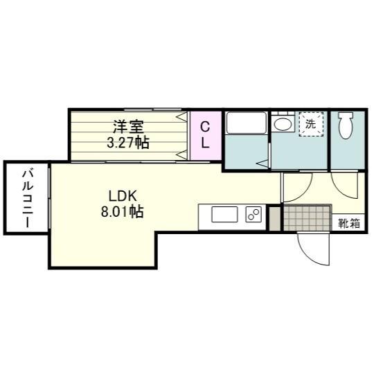 スマートスクエア南郡元(1LDK/1階)の間取り写真