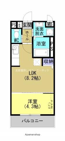 セレーノ桜ヶ丘(1LDK/2階)の間取り写真