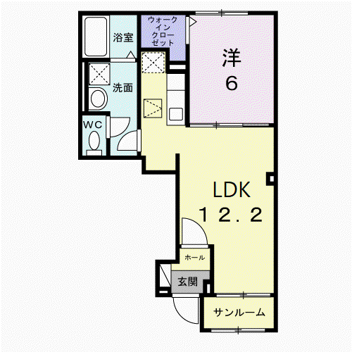 ベル・コリーヌⅡ(1LDK/1階)の間取り写真