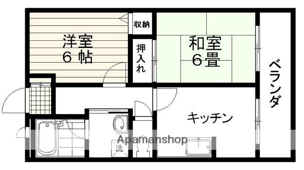 ハイライズ桜ヶ丘(2DK/1階)の間取り写真