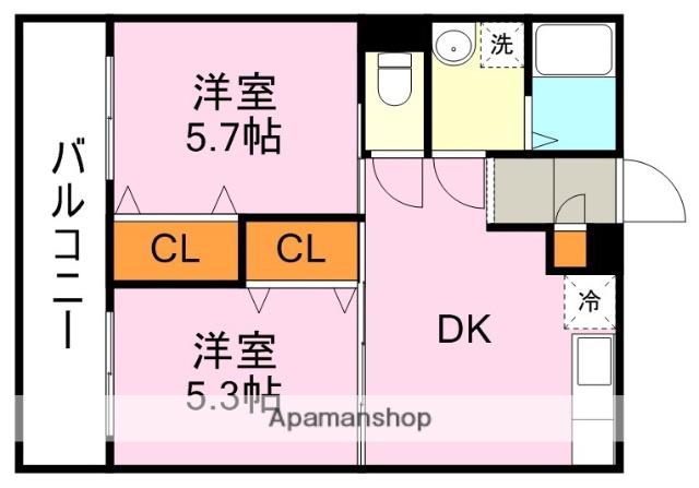 U&D桜ヶ丘(2DK/1階)の間取り写真