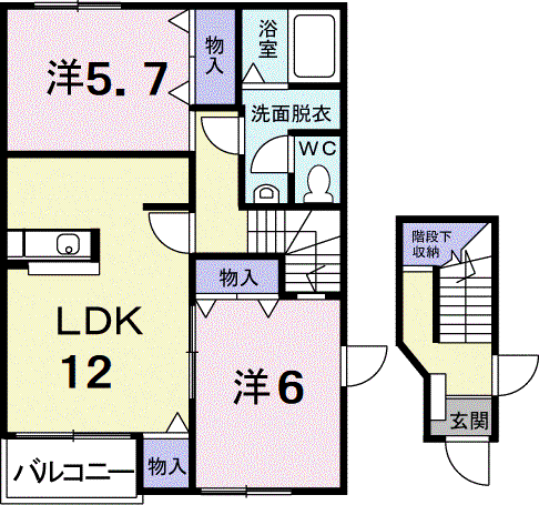 アンティークN(2LDK/2階)の間取り写真