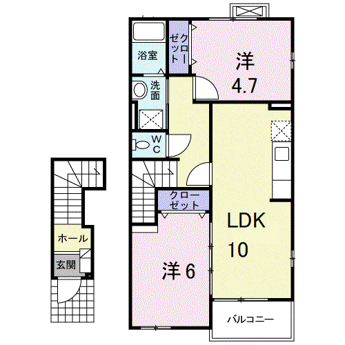 コリーヌ華Ⅱ(2LDK/2階)の間取り写真