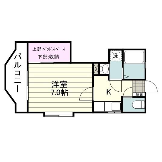 ティダ郡元(1K/4階)の間取り写真