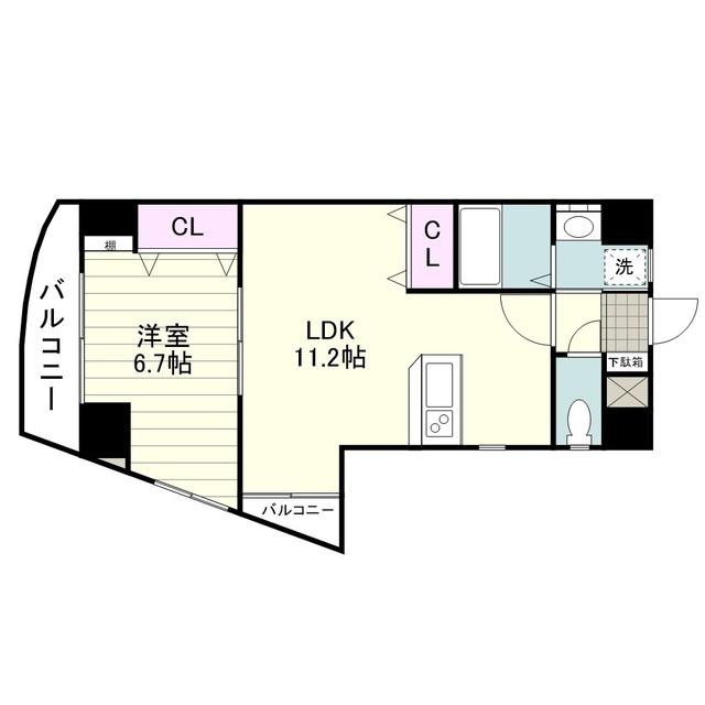 シンフォニア草牟田(1LDK/4階)の間取り写真