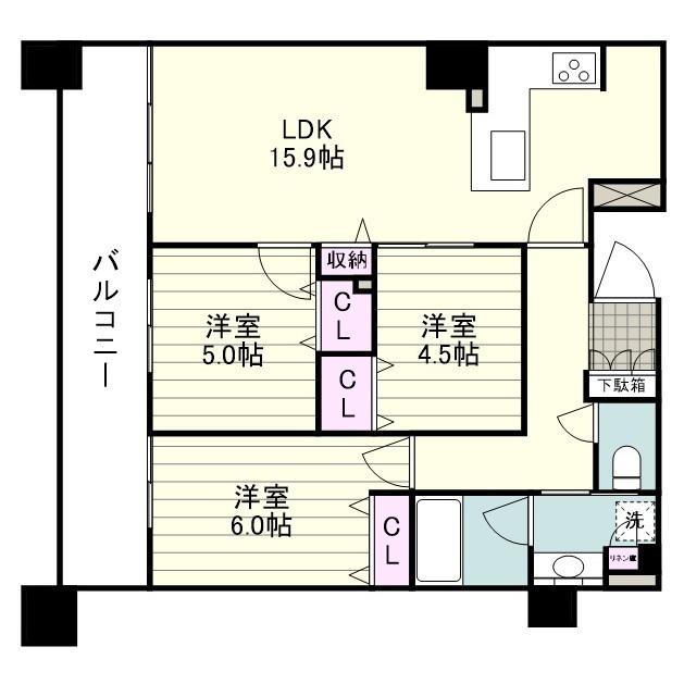 デュオヒルズ城山(3LDK/4階)の間取り写真