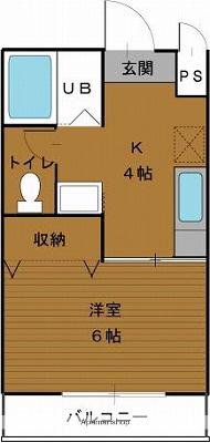 RBハイツ(ワンルーム/2階)の間取り写真