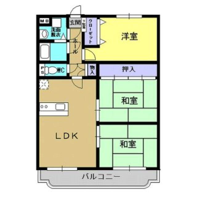 大野団地(3LDK/2階)の間取り写真