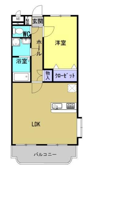 大野団地(1LDK/3階)の間取り写真