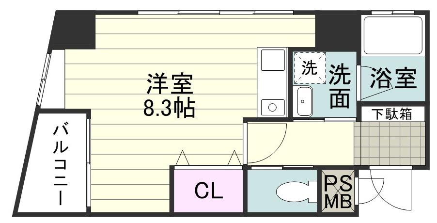 フォーチュネイト高麗(ワンルーム/4階)の間取り写真